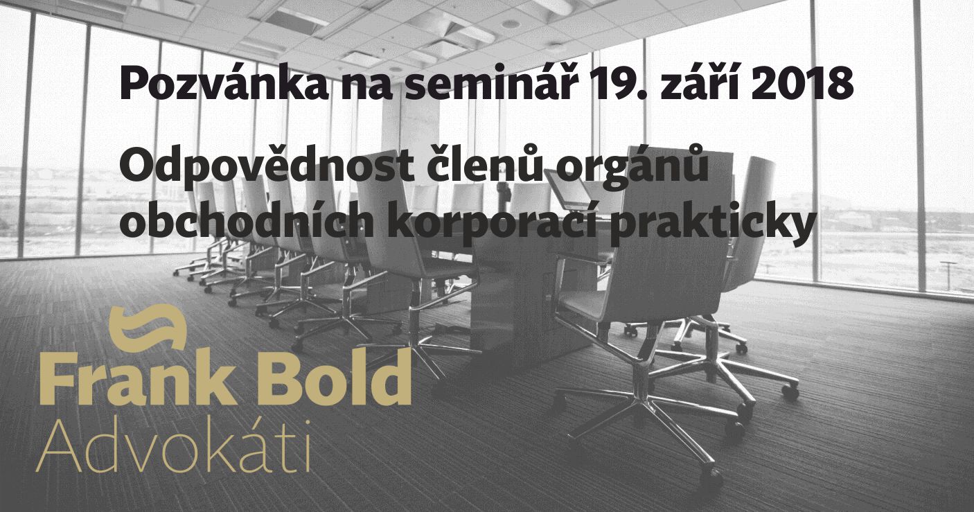Frank Bold Advokáti zvou na seminář l 19. 9. 2018  l Praha